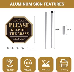 <strong>Keep</strong> <strong>Off</strong> <strong>Grass</strong> Sign for Yard, 10''X10'' Sturdy Rust Free Aluminum Metal <strong>Signs</strong> With 28" Metal Stakes Fade Resistant Weatherproof - Product Image 2