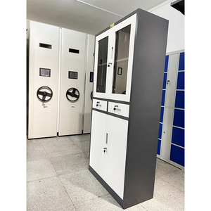 Trung Quốc Kim Loại tủ lưu trữ 4 cửa kim loại văn phòng nội các cửa kính ngăn kéo kim loại Tủ hồ sơ nội thất văn phòng - Product Image 4