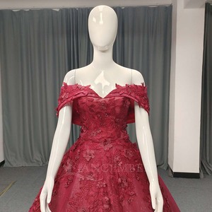 Lsany211 Robes de Quinceañera de maternité rouge scintillant avec appliques, longueur ras du sol, coupe princesse, décolleté cœur, épaules dénudées, Vestidos - Product Image 6