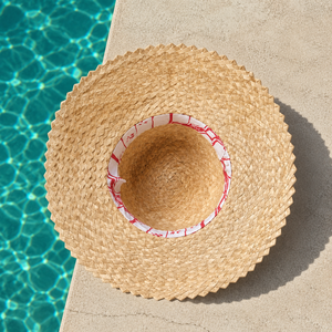 Sombrero de Paja Beige Hecho a Mano con Ala Ancha, Color Sólido, Unisex, para Adultos, Verano, Playa, Aire Libre, Casual, Étnico, Estilo Bali, Protección Solar - Product Image 3