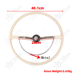 พวงมาลัยโครเมียมแบบ 2 ก้าน สีขาวงาช้าง เทา ดำ คลาสสิก สำหรับรถโฟล์คสวาเกน บีเทิล วีดับบลิว บัก คาร์มันน์ เกีย ไทป์ 3 ปี 1962-1971 - Product Image 5