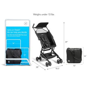 Poussette de voyage ultra compacte et légère pour bébés et tout-petits, noire - Product Image 5