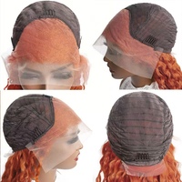 Peluca de Cabello Humano con Ondas Profundas de Jengibre, Densidad 250%, Encaje HD 13x4, Estilo Pixie Rizado Birmano, Sin Pegamento, Pre-Desplumada