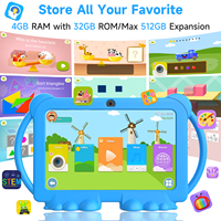 Tablet Infantil Android 12 Q8K de 7 Pulgadas |   Certificado CE FCC RoHS |   4GB de RAM, 32GB de ROM, Pantalla con Protección Ocular |   Bloc de Notas para Estudios de Educación Profesional