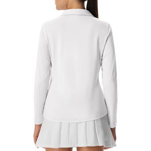 Rdruko Camisa de golf de manga larga para mujer, color blanco, 2XL, elástica, UPF 50+, cuello tipo jersey - Product Image 3