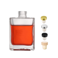 Bouteilles de tequila en verre super flint transparent avec logo personnalisé imprimé à l'écran, 250 ml, carrées plates avec bouchon diffuseur, design unique