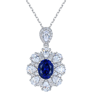 <b>Floral</b>-shaped zircon halo pendant, women's 925 sterling silver plated luxury wedding and engagement jewelry <b>box</b> chain - Product Image 2