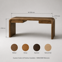 Bureau moderne en bois de palissandre en forme de U avec 2 tiroirs, bureau de luxe pour bureau à domicile, bureau contemporain en cascade pour maison et hôtel