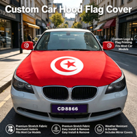 Housse de voiture tunisienne avec drapeau, personnalisée, en polyester élastique épaissi, plus durable, drapeau de capot de voiture tunisien, drapeau de rétroviseur de voiture