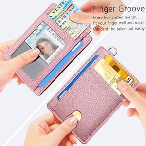 Boshiho Custom Card Holder Slim <b>Wallet</b> Minimalist <b>Wallets</b> <b>RFID</b> Blocking Front Pocket Leather Credit Card Holder for Men & Women - Product Image 3