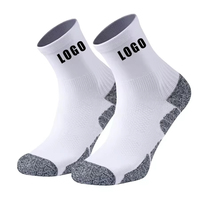 Chaussettes de sport en coton à logo tricoté personnalisé pour hommes, séchage rapide, semelle en tissu éponge écologique, chaussettes de sport mi-mollet