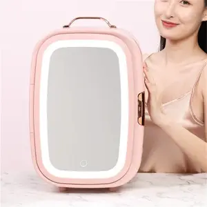 Commercial 15L Mini Fridge Cosmetic Cooler Box 12V Portable Beauty Small Skincare Refrigerator With Led Mirror for Storage Box