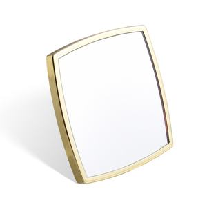 Gold Plated Metal Color Cheap Cost Promotion Gift Single Side Travel Square Mini Cosmetic <b>Compact</b> <b>Mirror</b> With Red Fabric Pouch - Product Image 2