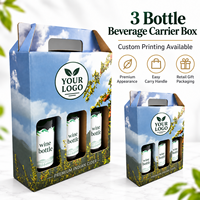 Support de boissons en carton imprimé pour trois bouteilles avec poignée intégrée, fenêtre de présentation et emballage en gros pour les marques de cidre
