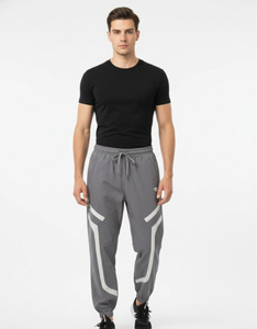 <b>Men's</b> Gray Lightweight Elastic Waist Joggers with Side Stripe Quick Dry Breathable Casual Track Pants Spring Wear - Product Image 5