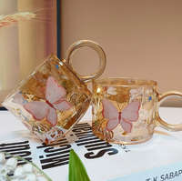 Mug en verre à double paroi anti-fuite sans BPA avec logo personnalisé, motif papillon féerique, design nœud papillon mignon pour le petit-déjeuner des enfants