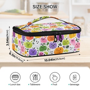 Halloween Holiday Custom <b>Sublimation</b> Cartoon Print Insulated Thermal Bento Cooler Lunch Bags for Kids Adults Food Delivery - Product Image 2