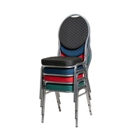 Chaises de banquet pour usage commercial, tissu noir avec points dorés, chaise de banquet empilable en métal pour hôtels de luxe
