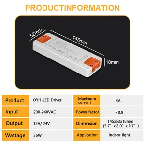 Constant Voltage DC 12v 24v 3a 15w 24w 36w 60w 100w Switching Power Supply LED Driver For Cabinet Wardrobe Closet Light