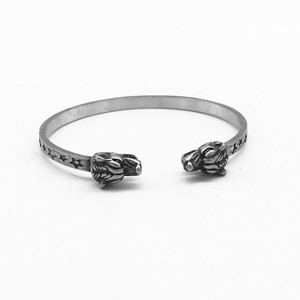 yunnique Stainless Steel Wolf Head Bracelet <b>For</b> <b>Men</b> Open Cuff Animal Design Jewelry Tibetan <b>Silver</b> Fashion <b>Bangle</b> - Product Image 1