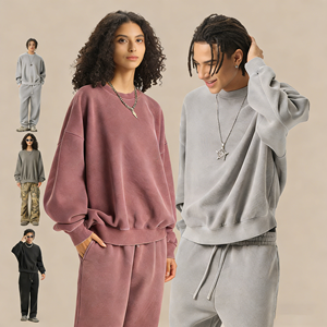 Sudadera de Estilo Cuadrado, Vintage, Lavada, de 350G, con Forro Polar, Gruesa, Cuello Redondo, Personalizable con Logotipo Impreso o Bordado - Product Image 4