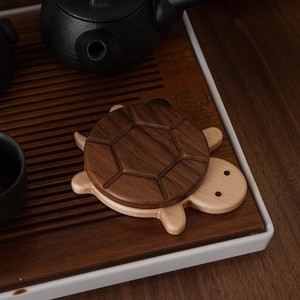 Walnut Wood Turtle Shaped Coaster Heat Insulating Mat For <b>Teacups</b> Tableware Decorations - Product Image 3