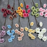 Hochwertige, realistische, handgefertigte einzelne rosa und rote Seidenrosen (6 Blütenköpfe) als künstliche Blumen für Hochzeitsdekorationen und Muttertag – Großpackung