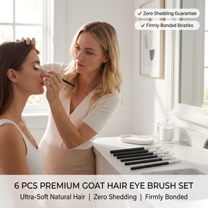 Set de 6 Brochas de Maquillaje de Pelo de Cabra Natural para Ojos, para Difuminar, Sombrear y Detallar, Venta al por Mayor OEM ODM - Product Image 4