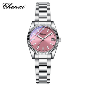 Montre de couple CHENXI 684, tendance mode, bracelet <span class=keywords><strong>en</strong></span> acier inoxydable, montre homme femme, calendrier, lumineuse, étanche, montre à quartz pour couple - Product Image 3