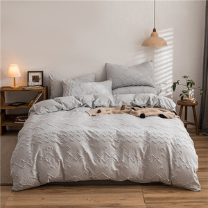 <span class=keywords><strong>Parure</strong></span> de lit de luxe pour chambre d'hôtel, couleur unie, design simple, 100% coton, 3 pièces, 4 pièces, drap-housse, drap plat, édredons brodés - Product Image 2
