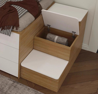 Lit Tatami Moderne et Réglable pour Enfants, Idéal pour Petites Chambres, avec Armoire de Rangement et Tiroirs, Cadre en Bois Écologique