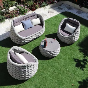 Ensemble de canapés d'extérieur modernes pour salon, jardin, terrasse, meubles de jardin, coussin en tissu imperméable, corde, cour, hôtel - Product Image 3