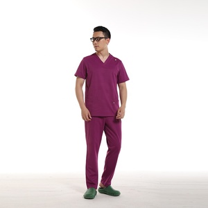 Classica 100% in saia di cotone verde <span class=keywords><strong>viola</strong></span> da uomo Scrub da medico infermiere da ospedale uniforme da medico alla moda - Product Image 2