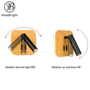 Lampe murale LED blanche carrée en bois pour décoration de maison moderne Lampe de chevet pour intérieur Lampe de nuit pour lecture - Product Image 2