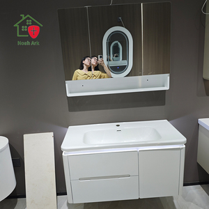 Modern Smart White <b>Bathroom</b> <b>Vanity</b> Heat-Bent Integrated Basin Wall-Mounted Hanging Cabinet - Product Image 4