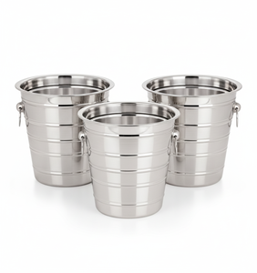 Cubetas de Hielo de Acero Inoxidable con Asas, Cubetas de Metal Duraderas para Enfriar Vino, Reutilizables para Fiestas, Estilo Industrial - Product Image 3