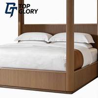 Lit à baldaquin extérieur en bois massif moderne de luxe TG avec panneau en tissu français, taille King