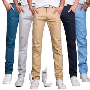 Wholesale men's cotton khaki twill men's business pants elastic washed straight pants European men's dress pants.