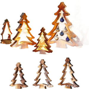 Ornement lumineux en bois pour arbre de Noël, style rustique en bois massif, pour décoration de Noël, lumière d'ambiance de chambre à coucher, accessoire photo - Product Image 5