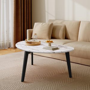 Kirkasa Lớn Hình Bầu Dục Espresso Gỗ Bàn Cà Phê Giữa Thế Kỷ Hiện Đại Retro Trang Trại Thiết Kế Mộc Mạc Dễ Dàng Lắp Ráp Cho Nhà Văn Phòng - Product Image 5