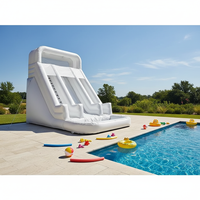 Toboggan aquatique gonflable commercial en PVC pour parc aquatique, jeu de divertissement, château gonflable, toboggan aquatique sec, pour enfants et adultes, fête en plein air, toboggan aquatique blanc