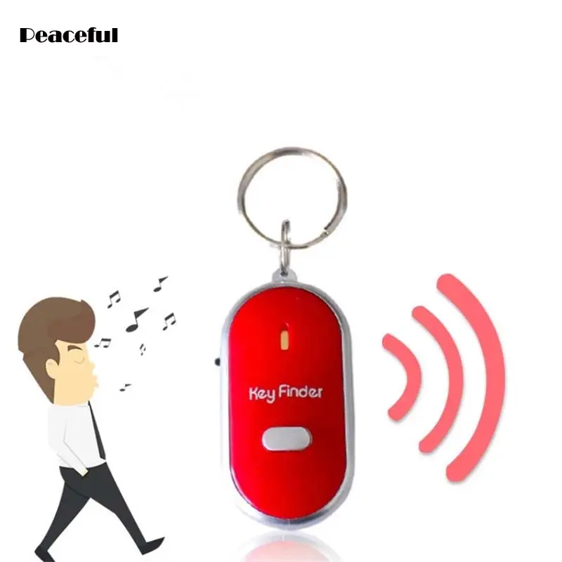 Witte Key Finder Locator Vreedzame Mini Sleutelhanger Whistle Sound Control