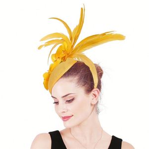 Chapeau de mode de haute qualité, nouveau, de style boutique, avec plume, coiffe de mariée, accessoires pour cheveux en toile de jute, fascinateur pour robe de banquet, mariage - Product Image 3