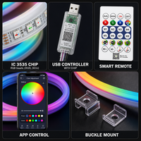 Lampu Strip LED Neon Pintar RGBIC Sinkronisasi Musik Kontrol Jarak Jauh APP 5V USB Aman IP67 3535 IC Dekorasi Ruangan Lampu Latar Gaming