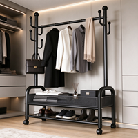 Séchoir à linge moderne et robuste en acier au carbone doublement mobile, de haute qualité, pour salon et balcon, peu encombrant et détachable