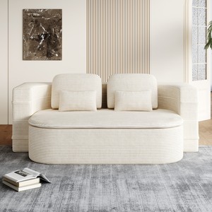 2-in-1 Foldable Convertible Corner <b>Sofa</b> Bed Modern Eco-Friendly Modular Design Durable Corduroy <b>Cover</b> <b>for</b> Living Room Bedroom - Product Image 2