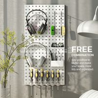 Sistem Pengorganisir Dinding Garasi dengan Gantungan Pegboard Logam, Tempat Pajangan Pegboard, dan Kotak Penyimpanan untuk Peralatan Bengkel
