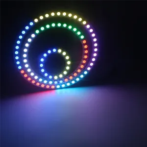 라운드 디자인 24LED/m 5V WS2812 픽셀 <span class=keywords><strong>LED</strong></span> 링 라이트 90mm 직경 주소 지정 가능 <span class=keywords><strong>RGB</strong></span> IP20 IoT 스마트 장치 프로젝트용 블랙 PCB - Product Image 5