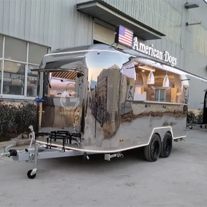 With Gas Steamers Hot Dog Cart Mobile Stainless Steel 16.4ft Airstream Food Truck Food Trailer