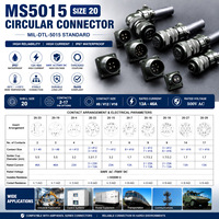 Conector Circular Macho-Hembra de 2 Pines MS3106A-20-23P MS3102A-20-23S MS5015 MIL-DTL-5015 Compatible con Amphenol